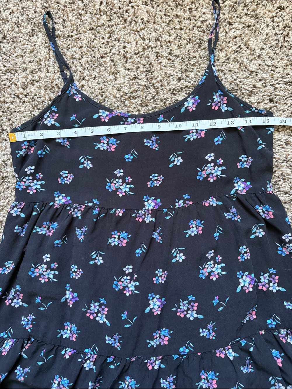American Eagle Outfitters Black Floral Smocked Strap Dress - Picture 5 of 8